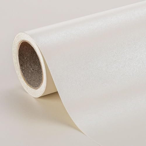 MAYPLUSS Geschenkpapier in Metallic-Weiß, Jumbo-Rolle, 76,2 x 100,2 m, schick, einfarbig, Perlglanz-Textur, Geburtstagsgeschenkpapier, Beige, Geschenkpapier für Hochzeit, Babyparty, Jahrestag