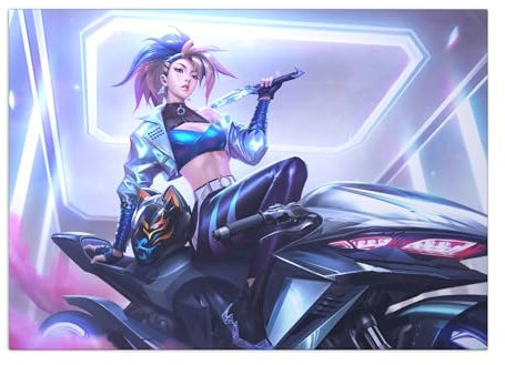 Displate Offiziell League of Legends MetallPoster Magnetische Befestigung Inklusive Lizenziert Bilder Hochwertiges Poster - K/DA ALL OUT Akali horizontal Poster 45 cm x 32 cm