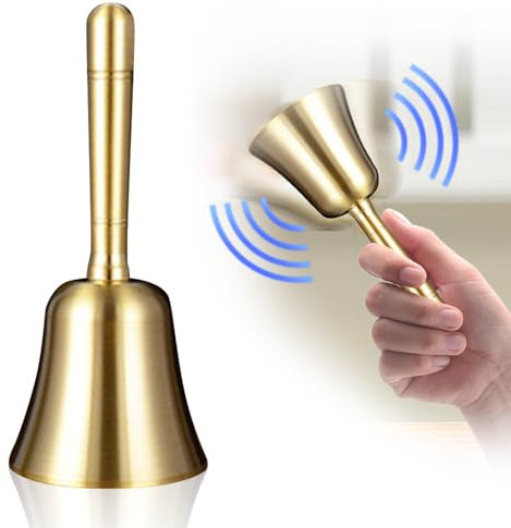 yotutun Handglocke Klassische, 10cm Laute Mahlzeitglocke im Traditionellen Stil aus Massivem Messing für Schule Kirche Hotelservice Rezeption Abendessen Meditationsgebet Hochzeitsdeko