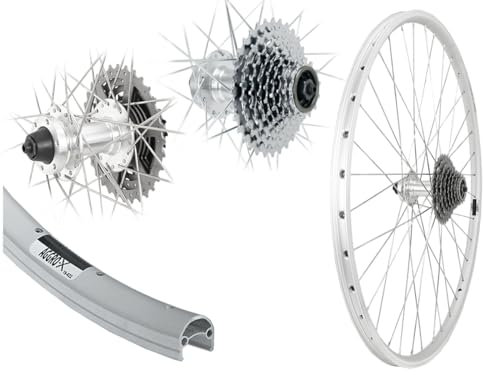 AGGRO-X 28 Zoll Alu Hinterrad 19-622 Laufrad V-Profil Disk 6-Loch Felgenbremse inkl. 9 Fach Zahnkranz 27 Gang
