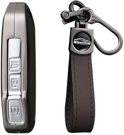 KUNIO Keyless Schlüsselhülle Passt für KIA Soul NQ5 NIRO xceed Sportage GT line Passt für kia Proceed gt Zinklegierung Schlüsseletui Schlüsselanhänger Schlüsselschutz 3/4 Tasten A Braun