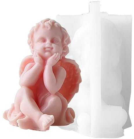 Goldyida Stampo in silicone 3D a forma di angelo 3D, per candele, in silicone, per realizzare stampi a forma di angelo, per sapone, artigianato, ornamenti (A)