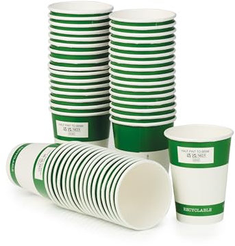 Signature Packaging - Vasos de papel desechables de media pinta - 330 ml - Forro acuoso - Paquete de 50