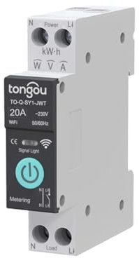 TUYA Commutateur intelligent WiFi 1P 6A 10A 16A 20A 25A 32A 40A 50A 63A Smart Home Wireless Remote Control Smart WiFi Switch Disjoncteur (20 A avec mètre)