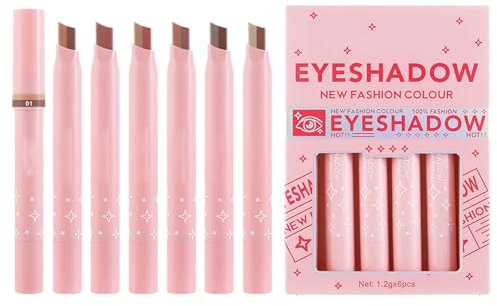 Creme-Lidschattenstift, zweifarbiger Lidschattenstift | 6-teiliges Lidschattenstift-Make-up-Set,Wasserfester Creme-Lidschattenstift mit Farbverlauf für Mädchen, Freunde