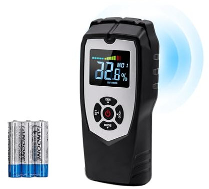 Tolesum Feuchtigkeitsmessgerät Wand,Feuchtigkeitsmesser für Wände Mauerwerk Wand,Zerstörungsfreie Messung Feuchtemessgerät it LCD und Alarm für Trockenbau, Holz, Holzbearbeitung, Boden