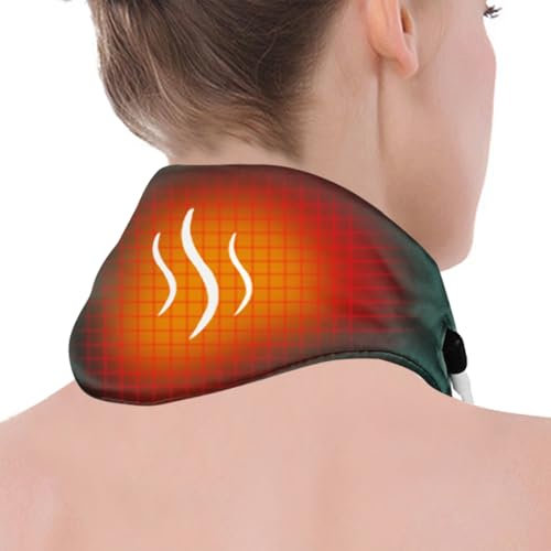 ARRIS Heated Neck Wrap, Silk Neck Heating Warmer Pad W/Adjustable Time and Temperatures Control USB Cord for Neck Pain Relief, Stiffness Relief & Postoperative Recovery Green