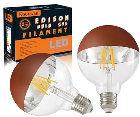 KOOYWAN Dimmbar LED braun Globus Kopfspiegel braun Lampe warmweißes E27 8W Deko Glühbirne