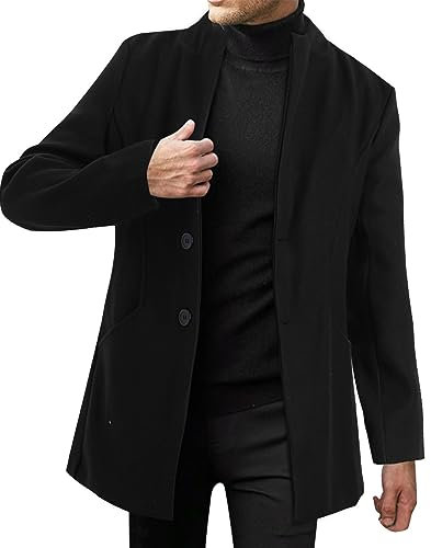 Cappotto invernale da uomo con risvolto a maniche lunghe giacca in pelle imbottita vintage cappotto spesso giacca di pelle di pecora cappotto corto cappotto in pelle spolverino uomo, Nero , 3XL