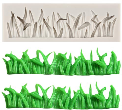 MINFEIDMS Gras Silikonformen Gras Zaun Schokolade Fondant Formen für Kuchen Dekorieren Cupcake Topper Gummi Paste Süßigkeiten Polymer Clay