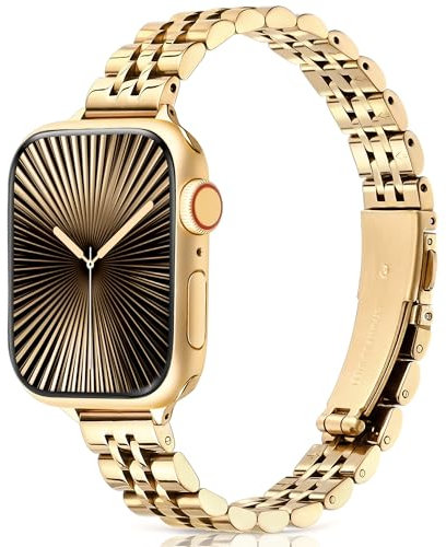wipalor Metal Band Compatible with Apple Watch Straps Women 42mm 41mm 40mm 38mm, Elegant Strap for Apple Watch Straps, Stainless Steel Band for iWatch Strap Series 11 10 SE 9 8 7 6 5 4 3, Gold