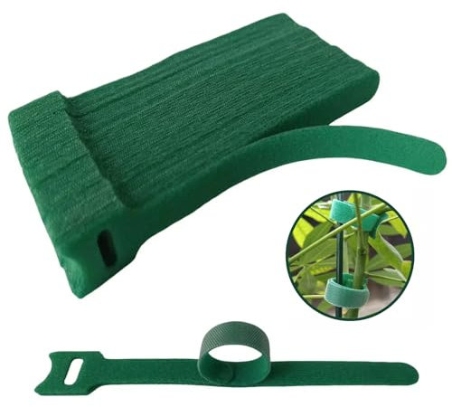 100 Stück 15,2 cm wiederverwendbare grüne Nylon-Klettbänder – verstellbarer Gartengurt, rutschfeste Gartenbinder, perfekt für Kletterpflanzen und vielseitige Gartenanwendungen
