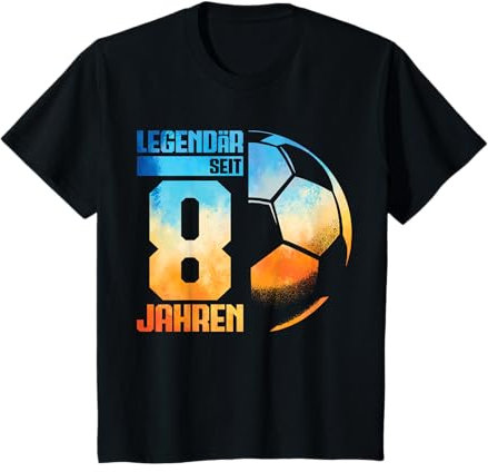 Kinder 8. Geburtstag Retro Fussball Spieler 8 Jahre Junge Kinder T-Shirt