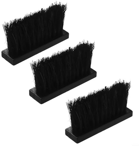 Lot de 3 brosses de rechange pour cheminée, poêle avec manche en bois, tête de brosse de forme ronde, brosse de rechange pour la maison