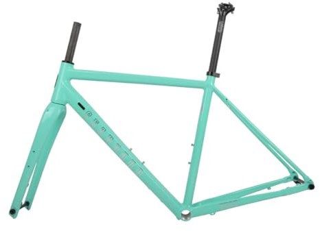 700C Rennrad-Rahmensatz GRAVEL-Fahrradrahmen 44 cm/47 cm/50 cm/53 cm/56 cm Aluminiumlegierung-Scheibenbremsrahmen mit Carbonfaser-Gabel Steckachse F12 * 100 mm R12 * 142 mm Interne Führung (Bianchi,