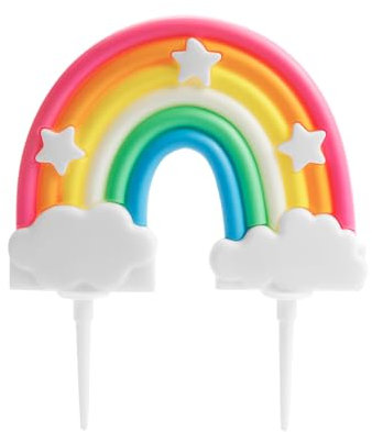 Tabanzhe Rainbow Cake Topper-Happy Birthday Cake Decoration Colorful Soft Pottery Rainbow Cupecake Topper for Kids Girls Boys Birthday Baby Shower Party Wedding Supplies