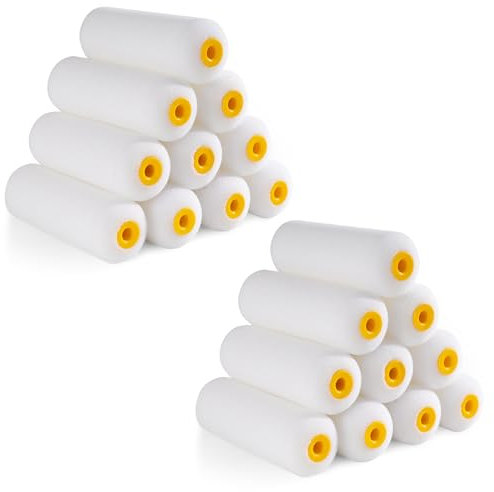 Mister Rui Foam Paint Roller Set, 20 Packs 4 Inch Sponge Paint Roller, Gloss Roller Set for Painting and Decorating