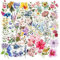 50 Pcs Floral Stickers,Waterproof Stickers for Water Bottle,Flower Sticker for Scrapbooking,Flower Decals for Laptop Journaling,Sticker Cute for Women Teen