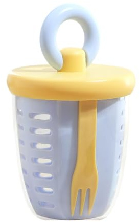 rockible Gobelet égouttoir à Fruits, Pot à Yaourt, avec Couvercle et Fourchette, Bouteille pour Les Déplacements, Récipient pour Dortoir, Fête, Barbecue, Magas, Bleu
