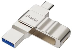 Biwin UD150 Clé USB 3.0 256 Go, clé USB avec des Vitesses de Transfert Jusqu’à 150 Mo/s, Dural-Port USB Type-C Type-A Clé USB