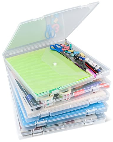 OUPSAUI 12x12'' Scrapbook Paper Storage, 5 Pack Board Game Storages, Stackable Paper Storage for Magazine, Art Supplies, Files, Photo, Vinyls, Crafts