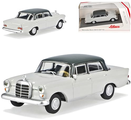 Mercedes-B 200 D W110 Limousine Grau kleine Heckflosse 1961-1968 1/64 Schuco Modell Auto mit individiuellem Wunschkennzeichen