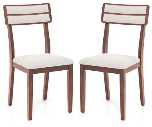 GIANTEX Esszimmerstühle 2er Set, Küchenstühle Gepolstert mit ergonomischer Rückenlehne, Essstühle Esstisch Stühle mit Gummiholzbeinen, Polsterstühle Holzstühle 180kg Belastbar, Armlose Beistellstühle
