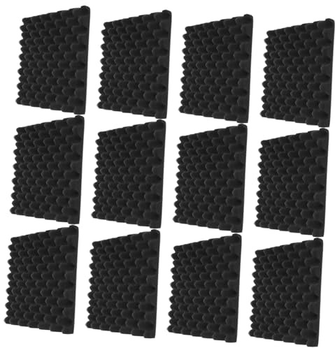 AKOOSY 12 Stück Teiliges Selbstklebende Schalldämmende Schaumstoffplatten Hochdichte Schallabsorbierende Akustikpaneele für Wand Decke Tonstudio Heimkino Einfache Montage