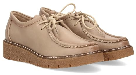 Zapato Tipo Mocasin con Cuna y Cordones para Mujer. Diseno Cerrado y Suela Gruesa. Ideal Otono Invierno.