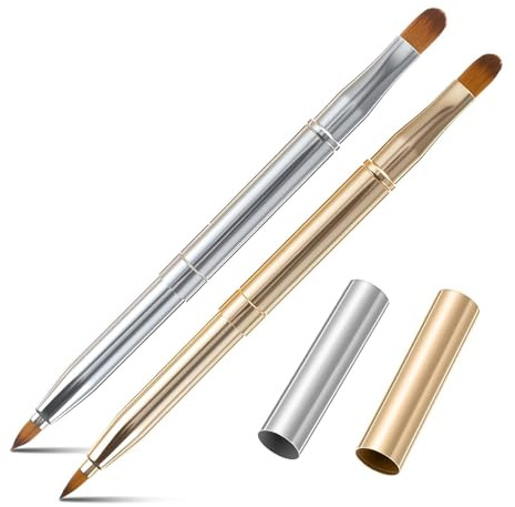 2Pcs Double-ended Lip Brush for Lipstick, Retractable Lip Brush for Lipstick, Lips Gloss, Eyeshadow