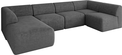 ALTDECOR Ecksofa in U-Form Corner Sofa Bett Eckcouch Couch L-Form Wohnlandschaft Cauchsofa MOVO 345x180x78 Dunkelgrau