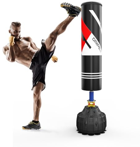 Dripex Sac de Frappe Boxe 175 cm Adulte sur Pied avec 12 ventouses MMA