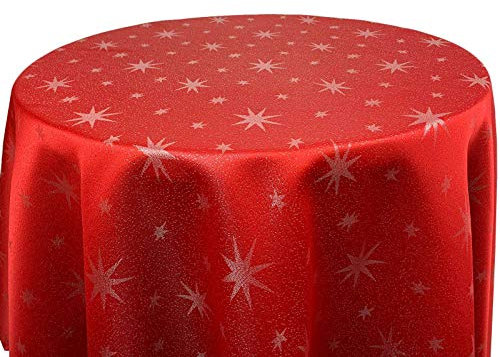 Lurex Tischdecke Sterne Farbe und Größe wählbar - Rund 160 cm Rot - dezent glitzernd Tischdecke Weihnachten