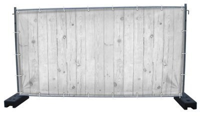 (Mesh) Holzwand B5 Bauzaunbanner, Sichtschutz, Windschutz, Zaunblende, Festival Banner, 340 x 173 cm, DRUCKUNDSO
