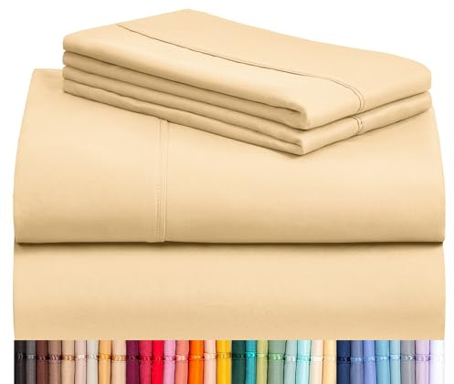 LuxClub Bambus-Bettlaken-Set, 6-teilig, Tiefe Taschen, 45,7 cm, umweltfreundlich, knitterfrei, maschinenwaschbar, Hotel-Bettwäsche, seidig weich, Butterfarben