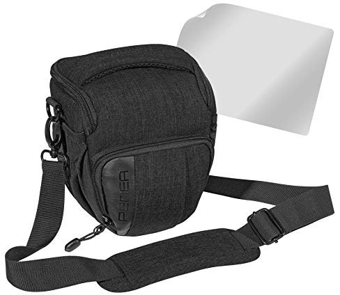 PEDEA DSLR-Kameratasche Fashion mit Displayschutzfolie für Canon EOS 5D 5D Mark II 400D 2000D / Nikon D60 D80 D90 D3100 D3200 D3300 D3400 D5300 D7100 / Pentax K 30 K 50 K 500, Gr. M schwarz