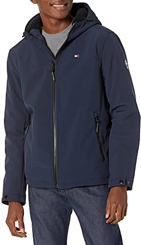 Tommy Hilfiger Herren Gefüllte Softshelljacke mit Kapuze und Offenem Unterteil Jacke