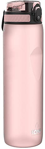 ION8 1 Litre Water Bottle, Leak Proof, Flip Lid, Carry Handle, Rapid Hydration, Dishwasher Safe, BPA Free, Contoured Grip, Ideal for Travel, Gym & Activity, Carbon Neutral Recyclon, 32 oz, Rose Pink