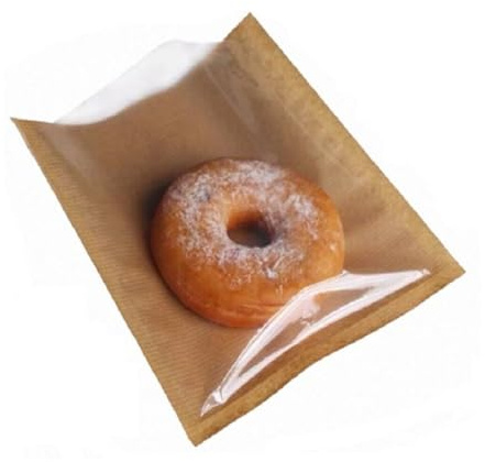 Tezraftaar® Film Fronted Paper Bags Brown Cellophane Clear Window Brown Sandwich Food Takeaway Storage Bags for Snakes Desserts Chocolates (1000, 8.5 x 8.5)