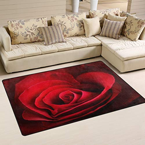 Use7 Tapis Valentine rouge cœur rose pour salon, chambre à coucher 50 x 80 cm
