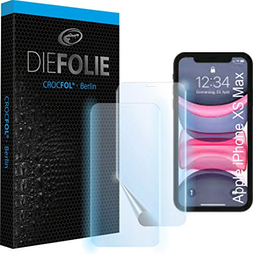 Crocfol Schutzfolie vom Testsieger [2 St.] kompatibel mit Apple iphone XS MAX - selbstheilende Premium 5D Langzeit-Panzerfolie - für vorne, hüllenfreundlich