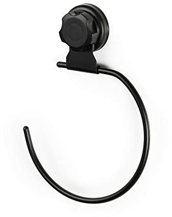 Compactor BESTLOCK Anneau Porte-Serviettes de Rangement Mural, Fixation par ventouses, supporte jusqu'à 3kgs, 16 x 2.5 x H.22cm, Noir, RAN9783