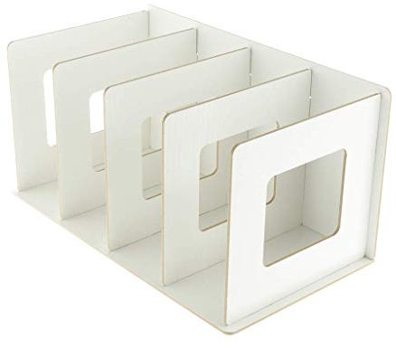 Tubayia Holz Bücherregal Stehsammler Stehordner Organizer für Bücher, Dokumente, CD, DVD (Weiß)