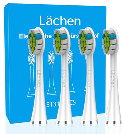 Lächen Ersatzbürstenkopf,Passend für alle elektrischen Zahnbürsten von Lächen, 4 Stück (S131 weiß)