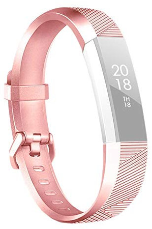 By Qubix - Kompatibel mit Fitbit Alta Silikonarmband - Größe: Large - Roségold - Kompatibles Fitbit Armband, Large, Silikon