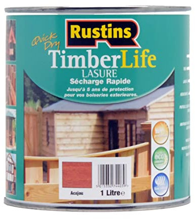 Rustins - Tinte para madera - exterior - Protección UV y 5 AÑOS - Caoba - 12m²/L - 1 Litre (TLMA1000FR)