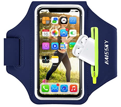 Brazalete Deportivo para Corre con Airpods Holder,Brazalete Movil Running Ajustable, Porta Movil Running para iPhone 15 14 13 12 11 Pro Max/14 Plus/XR/XS/X/8 Galaxy S23/S22,Huawei P40 hasta 6.9