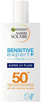 Garnier Ambre Solaire Super UV Anti Pollution Solar Fluid con SPF 50+ - Crema solar ligera y no grasa con ácido hialurónico, 1 x 40 ml