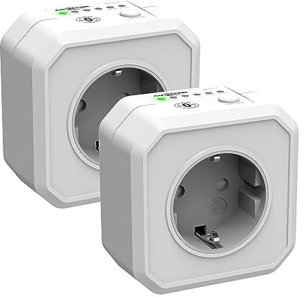 ANSMANN Aes1 Lot de 2 Prises à économie d'énergie commutables avec minuteur de Compte à rebours pour Fer à Repasser, Machine à café, Machine à Laver, etc. (intervalle de Temps au Choix par