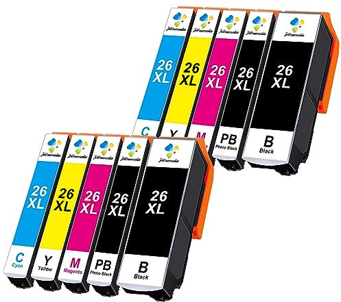 JTM 26XL Druckerpatronen Kompatibel mit Epson 26XL 26 Multipack für Epson Expression Premium XP-620 XP-510 XP-600 XP-520 XP-820 XP-810 XP-800 XP-605 XP-615 XP-700 XP-720 XP-710 XP-610 (10er Pack)